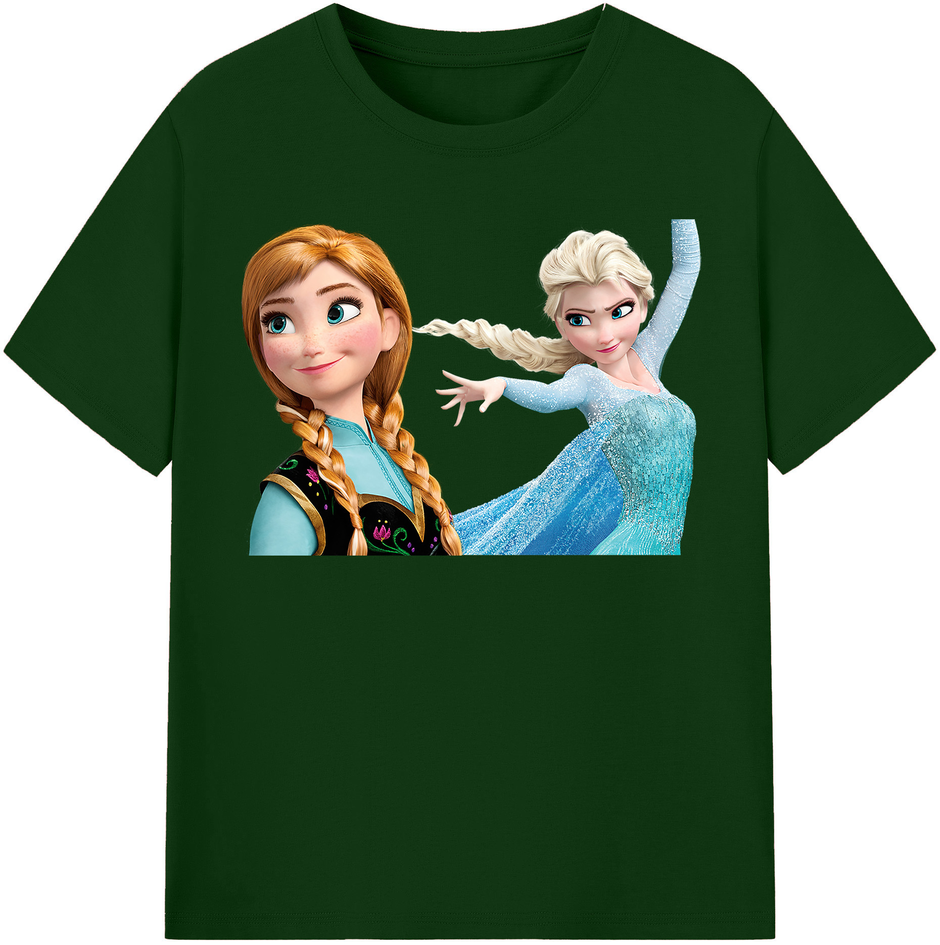 （画像用） アナと雪の女王 アンナ エルサ Frozen Anna Elsa 綿100％半袖Tシャツ（フロントプリント）